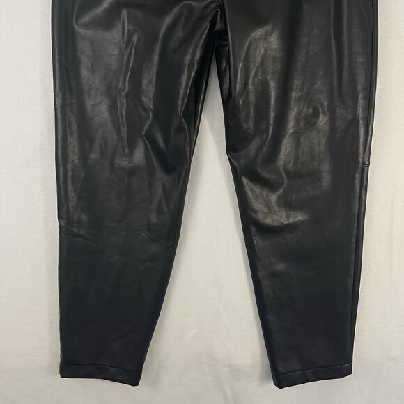NWT Abercrombie & Fitch High Rise Black Faux Leather Pants Pull-On Size Large - Picture 10 of 16
